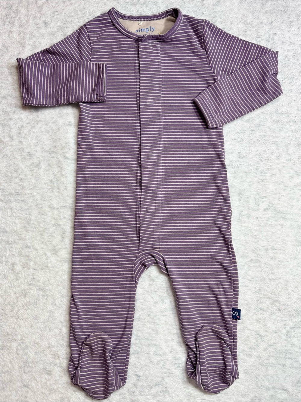 Simply Magnetic Me Purple Plum Stripe Footie Sleeper 6-9M Baby Modal Cotton